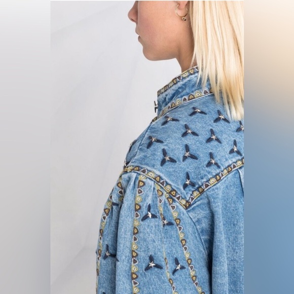 Brand new with tag AUTHENTIC women denim Sandro embroidered Jacket 40! - Picture 4 of 17